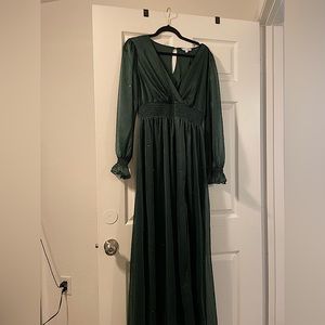 BalticBorn green bridesmaids/formal dress w/ leg slit. Large. Worn 1 time.